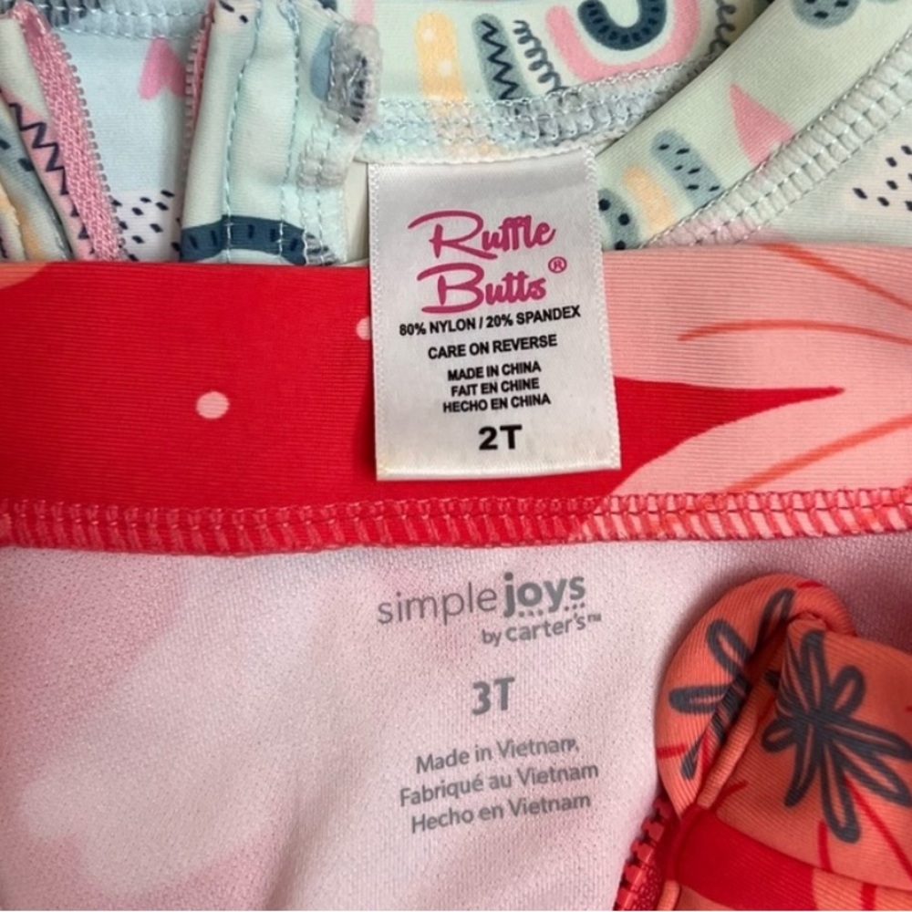 3 Piece Bundle Ruffle Butts Girls Swimsuits and Swim Shoes - Picture 6 of 6